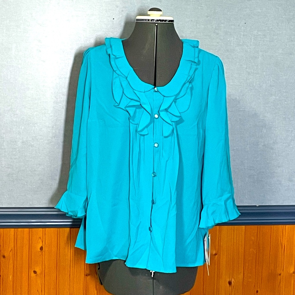 🔥3 for $15 Sale- NWT- Kathy Che ruffled blouse